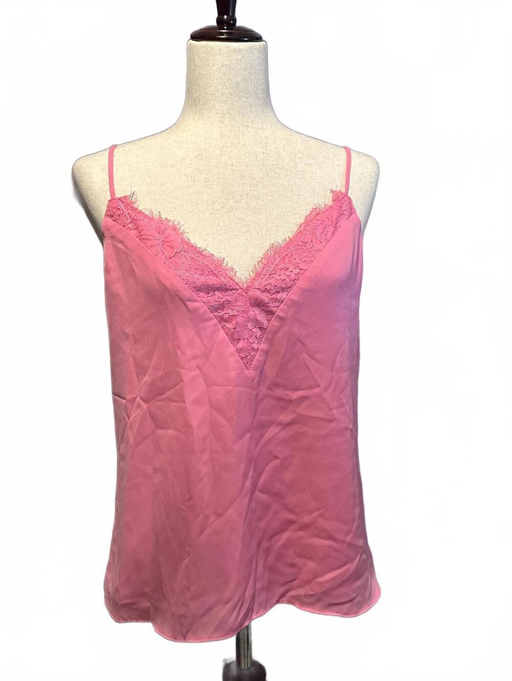 Socialite Women's Pink Lace Trim Camisole Tank Top